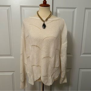 FATE Off White Scalloped Hem Sweater